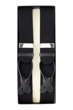 Black Boxcloth Black Leather End Braces