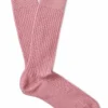 Pink Mid Calf Lightweight Wool Socks
