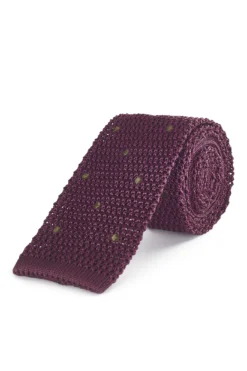 Burgundy & Multi Knitted Spot Tie