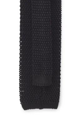 Black & Grey Spot Knitted Silk Tie -Fashion-New and Lingwood 0000000680745 3