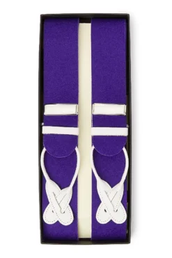 Purple Boxcloth White Leather End Braces