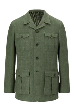 Green Linen Safari Jacket