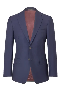 Navy Single Breasted Wool & Cashmere Twill Jacket