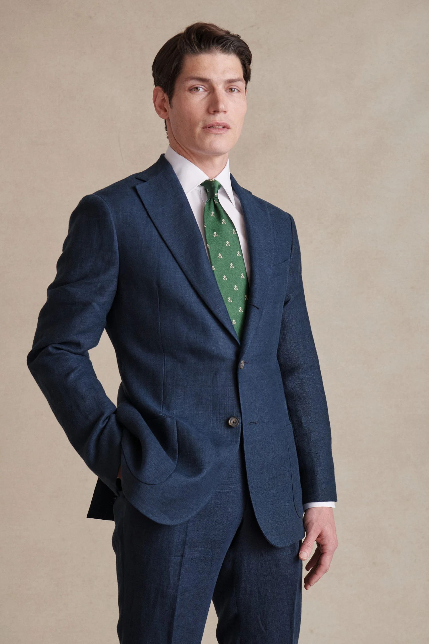 Navy Single Breasted Linen Jacket 1 Navy Single Breasted Linen Jacket