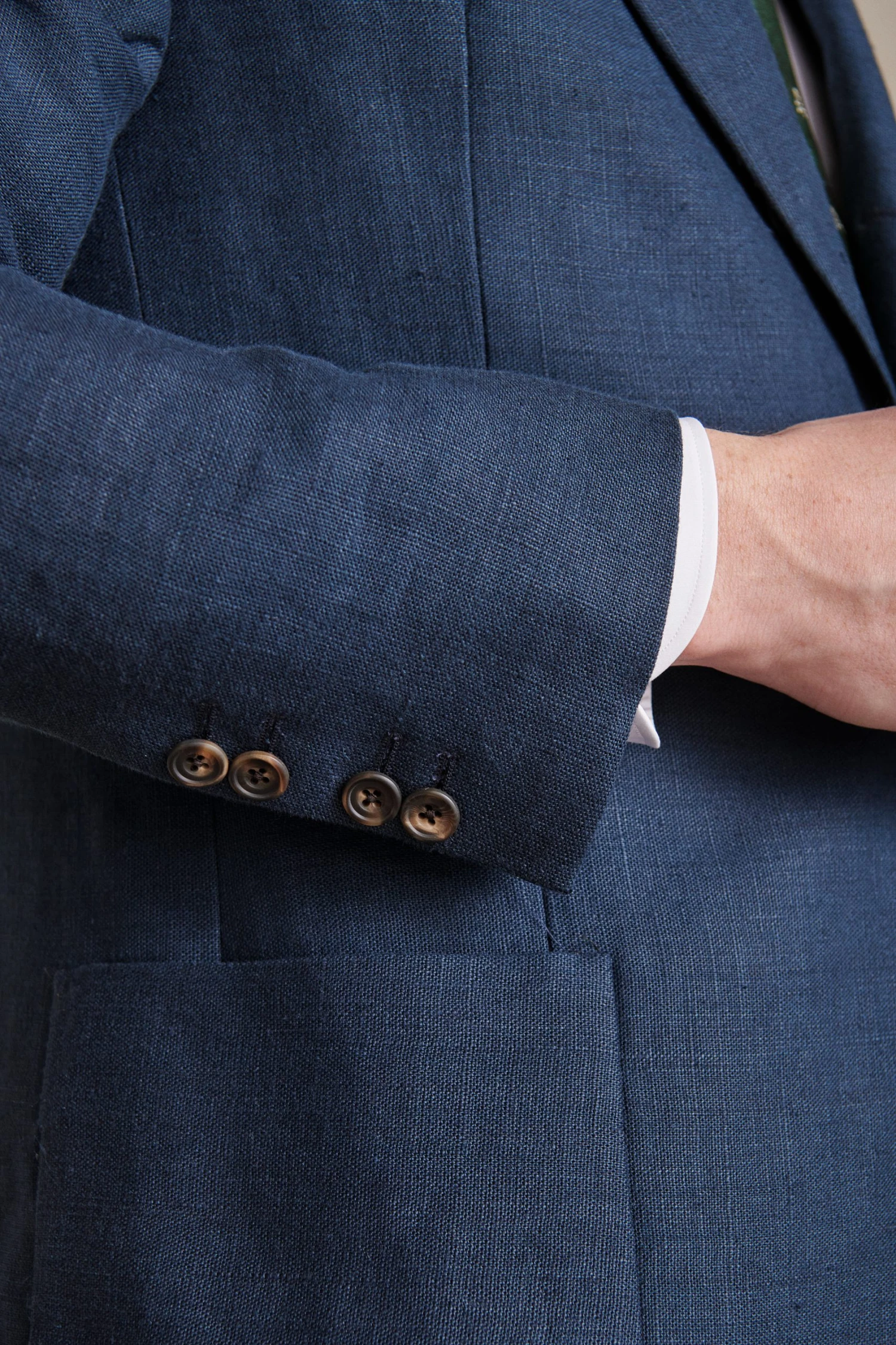 Navy Single Breasted Linen Jacket 3 Navy Single Breasted Linen Jacket - Image 3