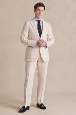 Cream Single Breasted Linen Jacket -Fashion-New and Lingwood 1222630 plain linen single breasted jacket 005 scaled