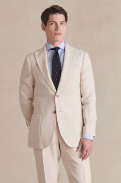 Cream Single Breasted Linen Jacket