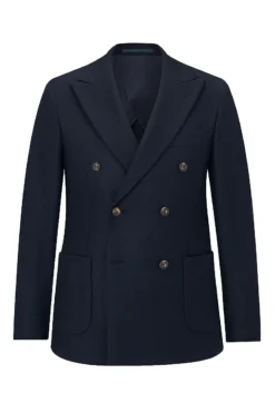 Navy Double Breasted Flannel Jacket -Fashion-New and Lingwood 1222741 plain flannel double breasted jacket navy navy 1