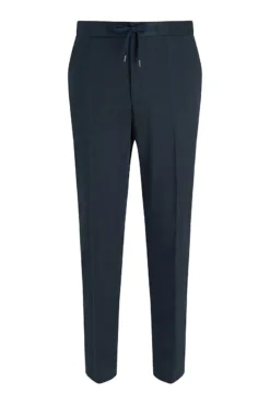 Navy Flat Front Drawstring Trousers -Fashion-New and Lingwood 1321607