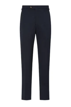 Navy Flat Front Cotton Chinos -Fashion-New and Lingwood 1322404 navy 1