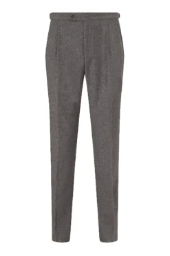 Grey Single Pleat Flannel Trousers
