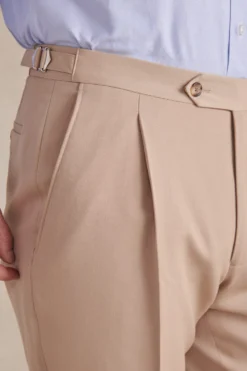 Fawn Single Pleat Wool Trousers -Fashion-New and Lingwood 1322643 twill wool trouser tuck pleat and side adjusters 012 0000 1322643 twill wool trouser tuck pleat and side adjuste scaled