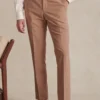 Camel Flat Front Moleskin Trousers