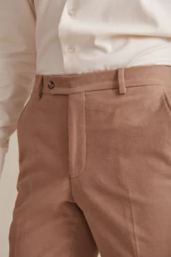 Camel Flat Front Moleskin Trousers -Fashion-New and Lingwood 132274 2 scaled