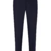 Navy Flat Front Flannel Drawstring Trousers