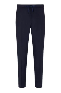 Navy Flat Front Flannel Drawstring Trousers