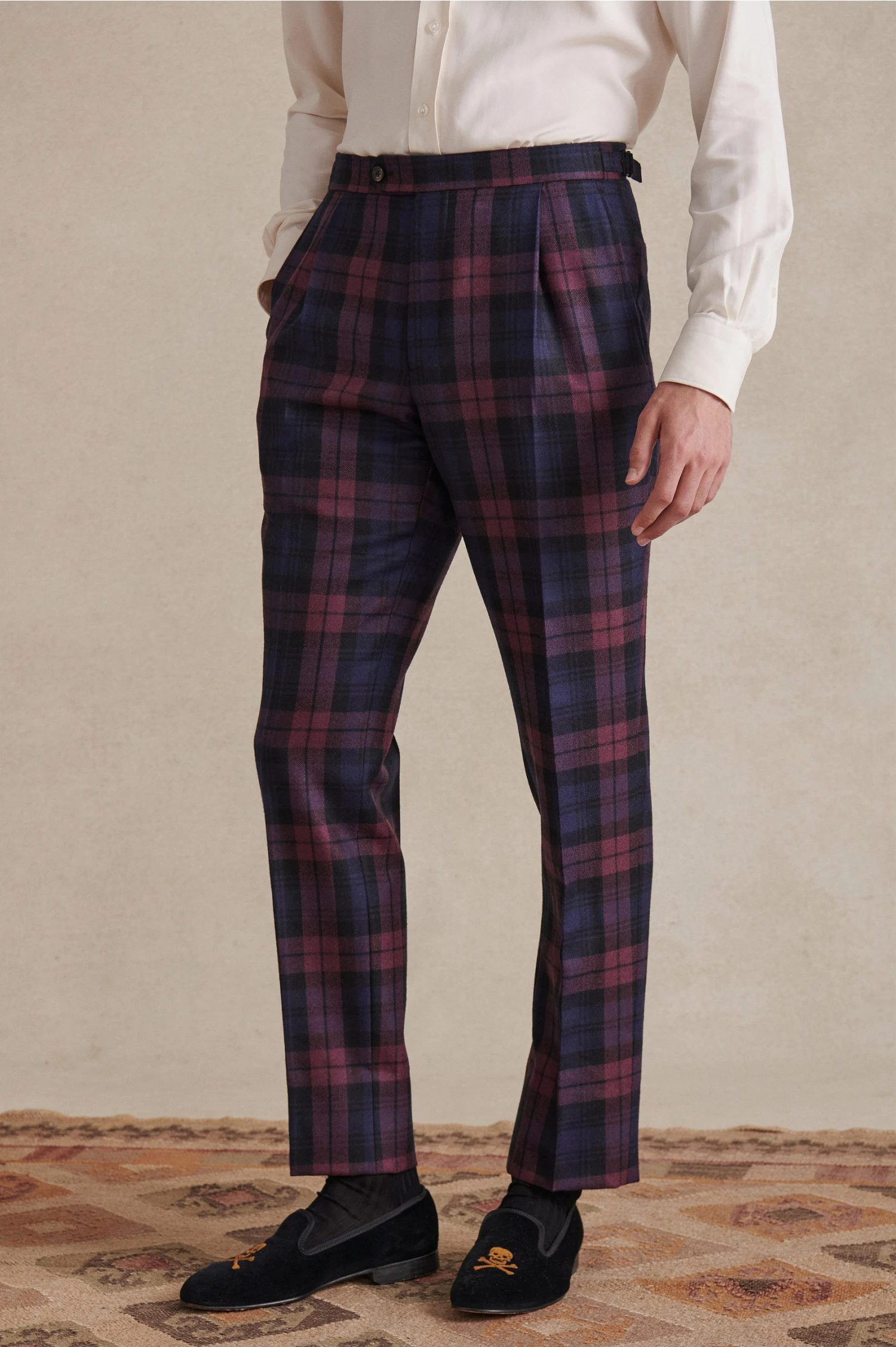 Single Pleat Plum Watch Trousers 1 Single Pleat Plum Watch Trousers