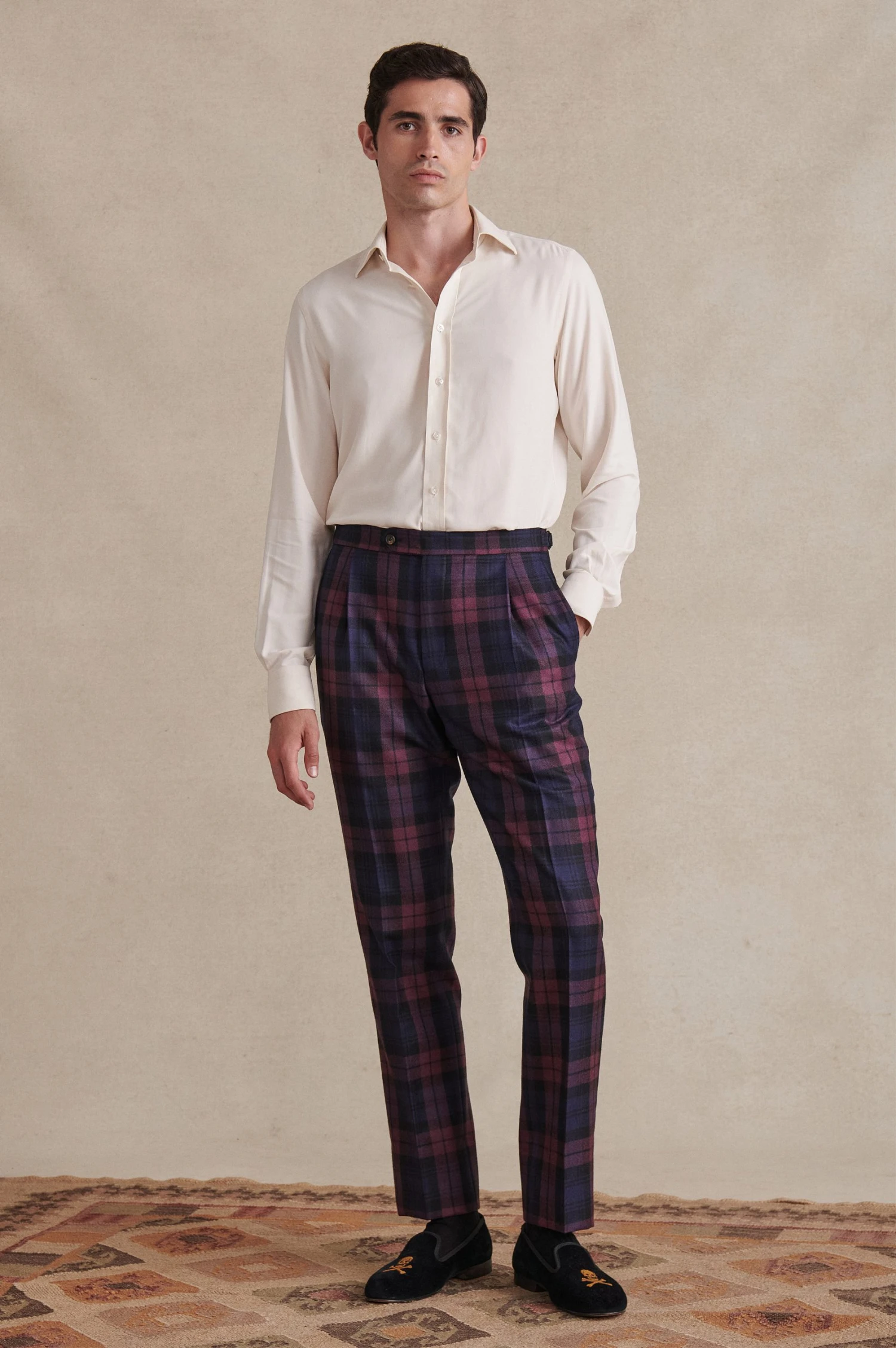 Single Pleat Plum Watch Trousers 2 Single Pleat Plum Watch Trousers - Image 2