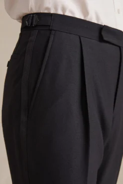 Black Single Pleat Barathea Trousers -Fashion-New and Lingwood 132276 2 1 scaled