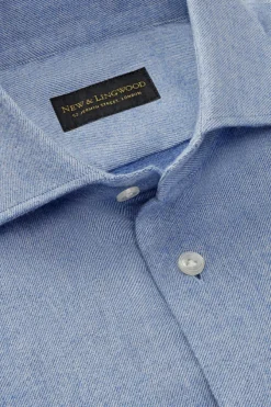 Light Blue Cutaway Collar Standard Fit Flannel Shirt -Fashion-New and Lingwood 1422520 light blue flannel spread collar standard shirt 2