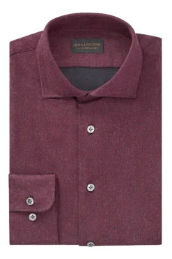 Maroon Cutaway Collar Standard Flannel Fit Shirt -Fashion-New and Lingwood 1422530 maroon flannel spread collar standard shirt 1