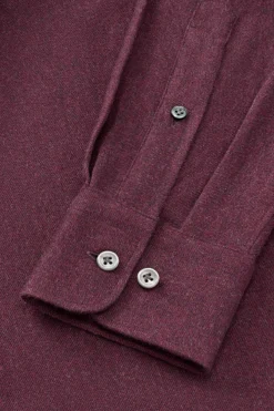 Maroon Cutaway Collar Standard Flannel Fit Shirt -Fashion-New and Lingwood 1422530 maroon flannel spread collar standard shirt 3