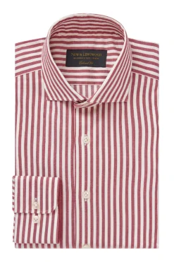 Red Stripe Cutaway Collar Tailored Fit Shirt -Fashion-New and Lingwood 1422532 stripe spread collar tailored shirt red 1