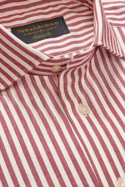Red Stripe Cutaway Collar Tailored Fit Shirt