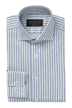 Blue Stripe Cutaway Collar Tailored Fit Shirt -Fashion-New and Lingwood 1422533 stripe spread collar tailored shirt blue 1
