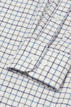 Blue Tattersall Check Cutaway Collar Classic Fit Shirt -Fashion-New and Lingwood 1422538 blue tattersall aspread collar classic shirt c