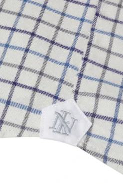 Blue Tattersall Check Cutaway Collar Classic Fit Shirt -Fashion-New and Lingwood 1422538 blue tattersall aspread collar classic shirt d