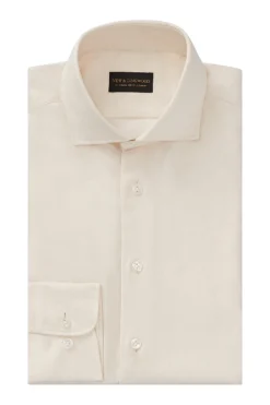 Cream Cutaway Collar Tailored Fit Flannel Shirt -Fashion-New and Lingwood 1422548 cream flannel spread collar tailored shirt 1