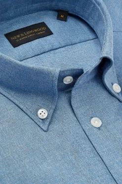 Blue Button Down Donegal Fleck Standard Fit Shirt -Fashion-New and Lingwood 1422637 donegal button down standard shirt blue 2