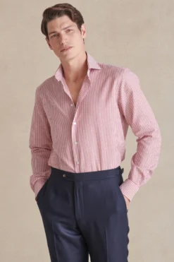 Red Stripe Cutaway Collar Standard Fit Shirt