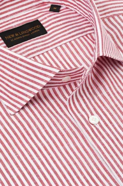 Red Stripe Cutaway Collar Standard Fit Shirt -Fashion-New and Lingwood 1422655 stripe standard cutaway collar shirt red 1 1