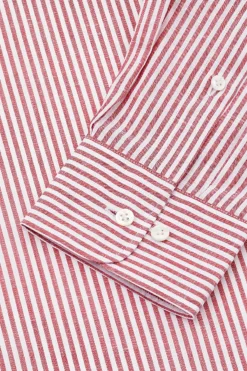 Red Stripe Cutaway Collar Standard Fit Shirt -Fashion-New and Lingwood 1422655 stripe standard cutaway collar shirt red 2 1