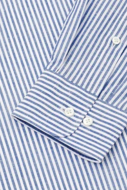 Blue Stripe Cutaway Collar Standard Fit Shirt -Fashion-New and Lingwood 1422657 stripe standard cutaway collar shirt blue 2 1