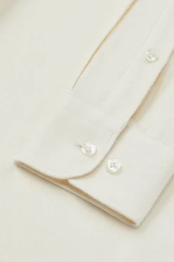 Cream Neckband Collar Standard Fit Flannel Shirt -Fashion-New and Lingwood 1422740 plain flannel band collar standard shirt cream 3