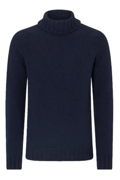 Navy Lambswool Roll Neck Sweater -Fashion-New and Lingwood 1522533 navy lambswool roll neck sweater 1