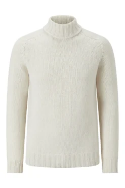Ivory Lambswool Roll Neck Sweater -Fashion-New and Lingwood 1522534 ivory lambswool roll neck sweater front