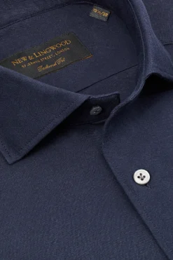 Navy Cutaway Collar Tailored Fit Stretch Shirt -Fashion-New and Lingwood 1622620 stretch formal shirt navy 1