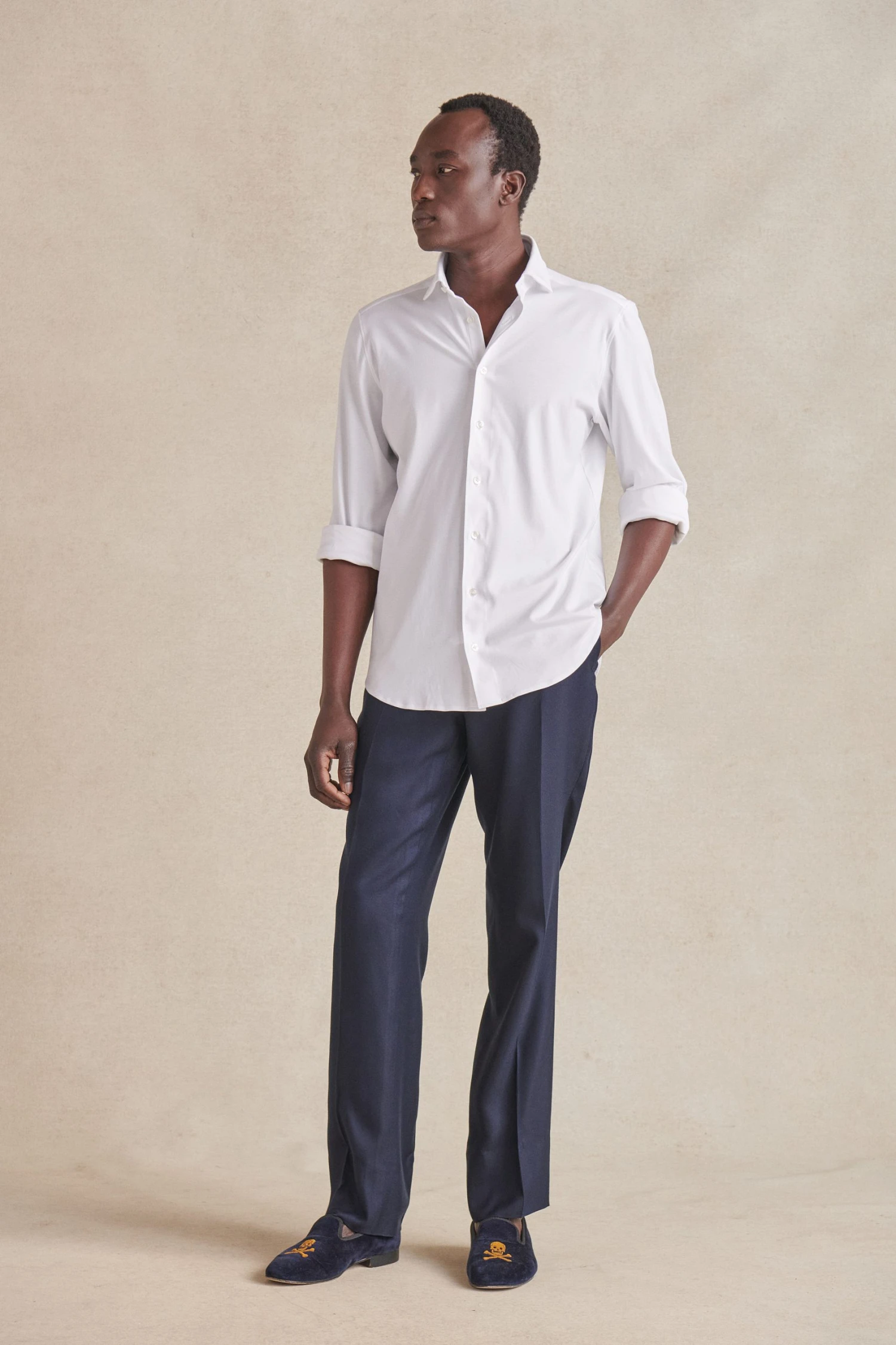 Ivory Cutaway Collar Tailored Fit Stretch Shirt 2 Ivory Cutaway Collar Tailored Fit Stretch Shirt - Image 2