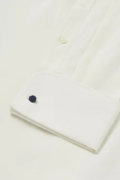 Ivory Sandwashed Classic Fit Double Cuff Silk Shirt -Fashion-New and Lingwood 1715019 sandwashedclassicsilkdcshirt ivory 3