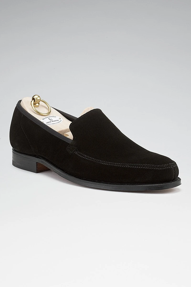 Black Calf Suede Eton Loafers 1 Black Calf Suede Eton Loafers