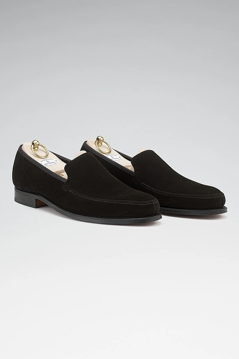 Black Calf Suede Eton Loafers 2 Black Calf Suede Eton Loafers - Image 2