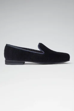 Navy Corduroy Slippers -Fashion-New and Lingwood 2522522 plain corduroy slippers navy 3 1