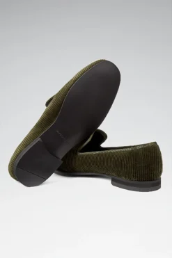 Olive Corduroy Slippers -Fashion-New and Lingwood 2522523 plain corduroy slippers olive 4 1