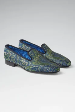 Green & Blue Crystal Paisley Slipper