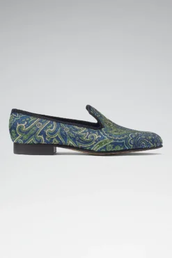 Green & Blue Crystal Paisley Slipper -Fashion-New and Lingwood 2522622 silk slippers crystal paisley green green c