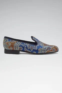 Blue & Orange Sohal Paisley Outdoor Slippers -Fashion-New and Lingwood 2522740 sohal paisley slippers blue 3